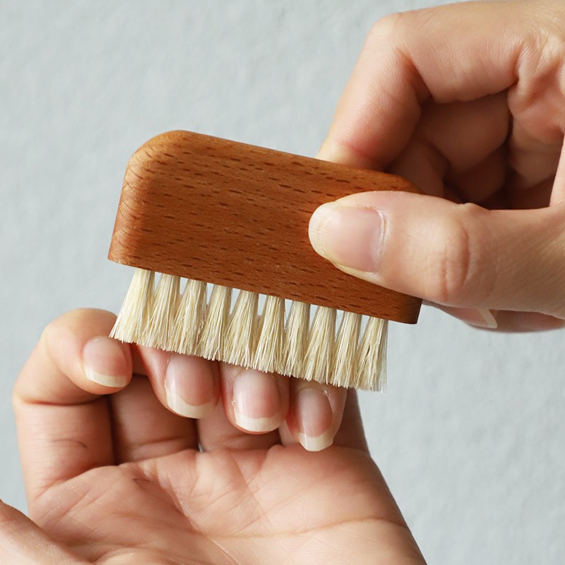 Solid Wood Pure Boar Bristle Nail Brush Gap Cleaning Tool Finger Nail Brush Surface Cleaning Stain Removal Manicure Brush