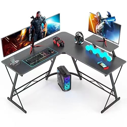 L-Shaped Desktop Computer Gaming Corner Table with Monitor Stand Office Desk Home Corner Table Gaming Desk