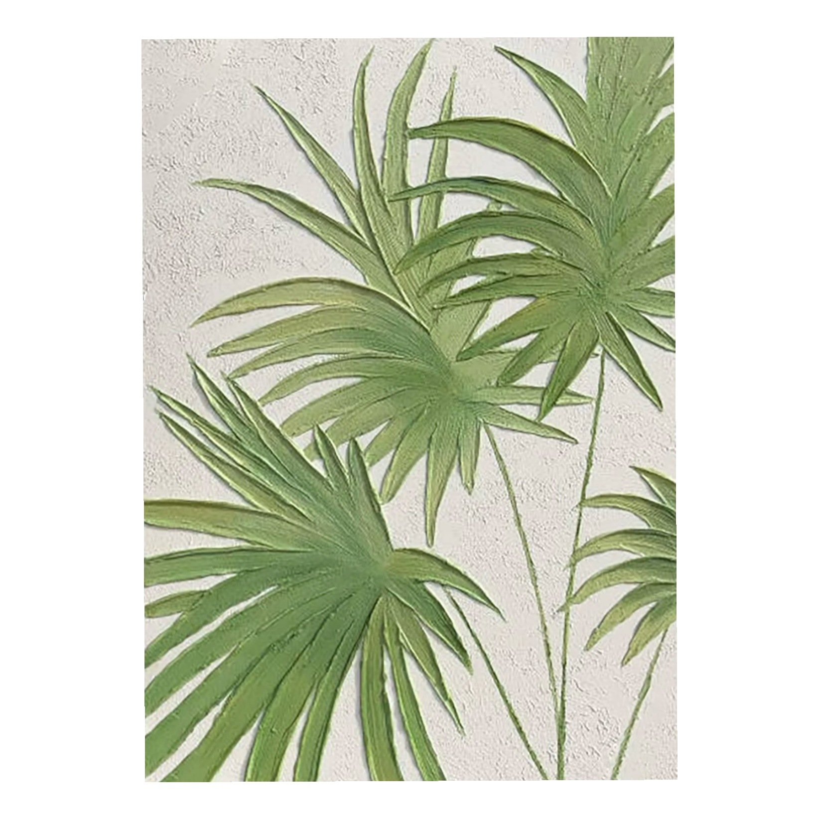 Home Daye Big Green Plant Hand-Painted Textured Oil Painting Normcore Cream Style Decorative Painting Hanging Painting Pure Hand-Painted