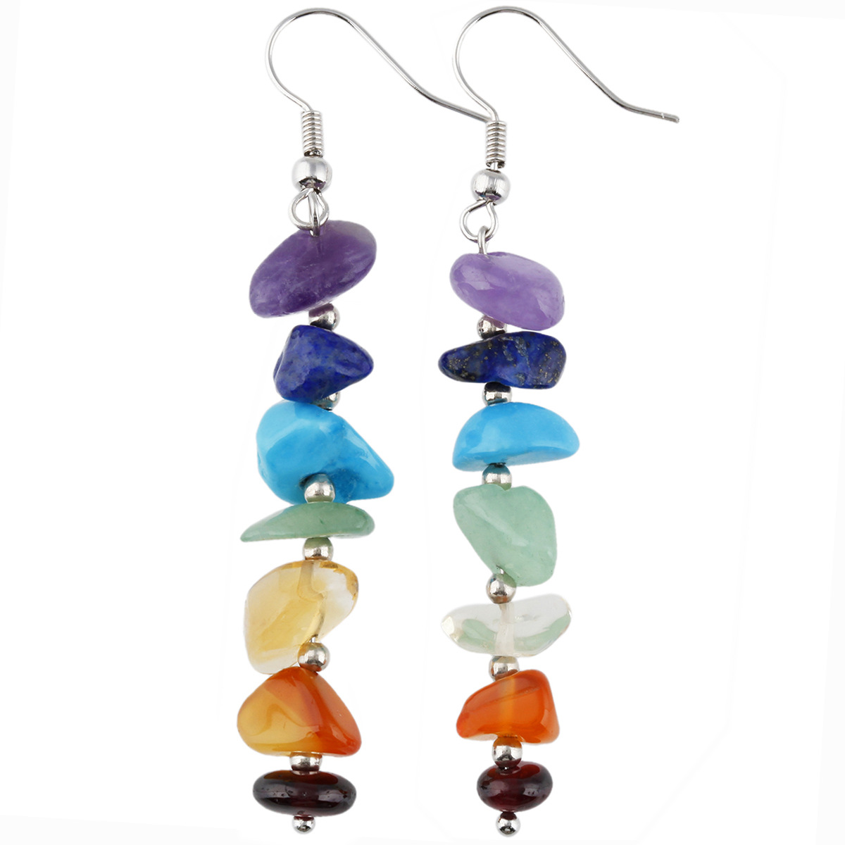 1 Pair Sweet Irregular Colorful Beaded Polishing Crystal Drop Earrings display picture 1