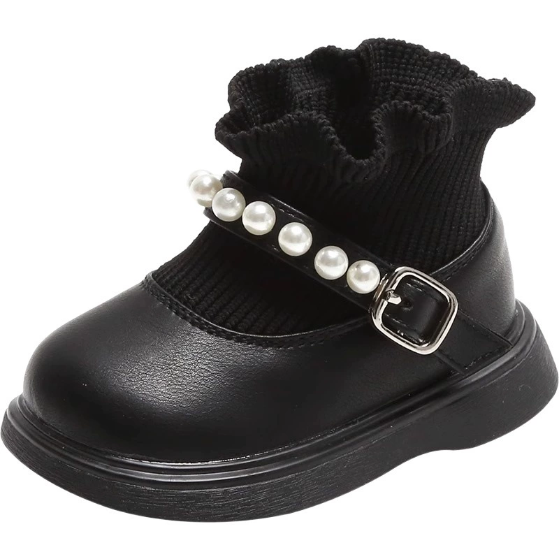 Весна и осень для девочек, новая кожаная обувь принцессы, детская обувь, нескользящая обувь для малышей с мягкой подошвой, детские носки, обувь