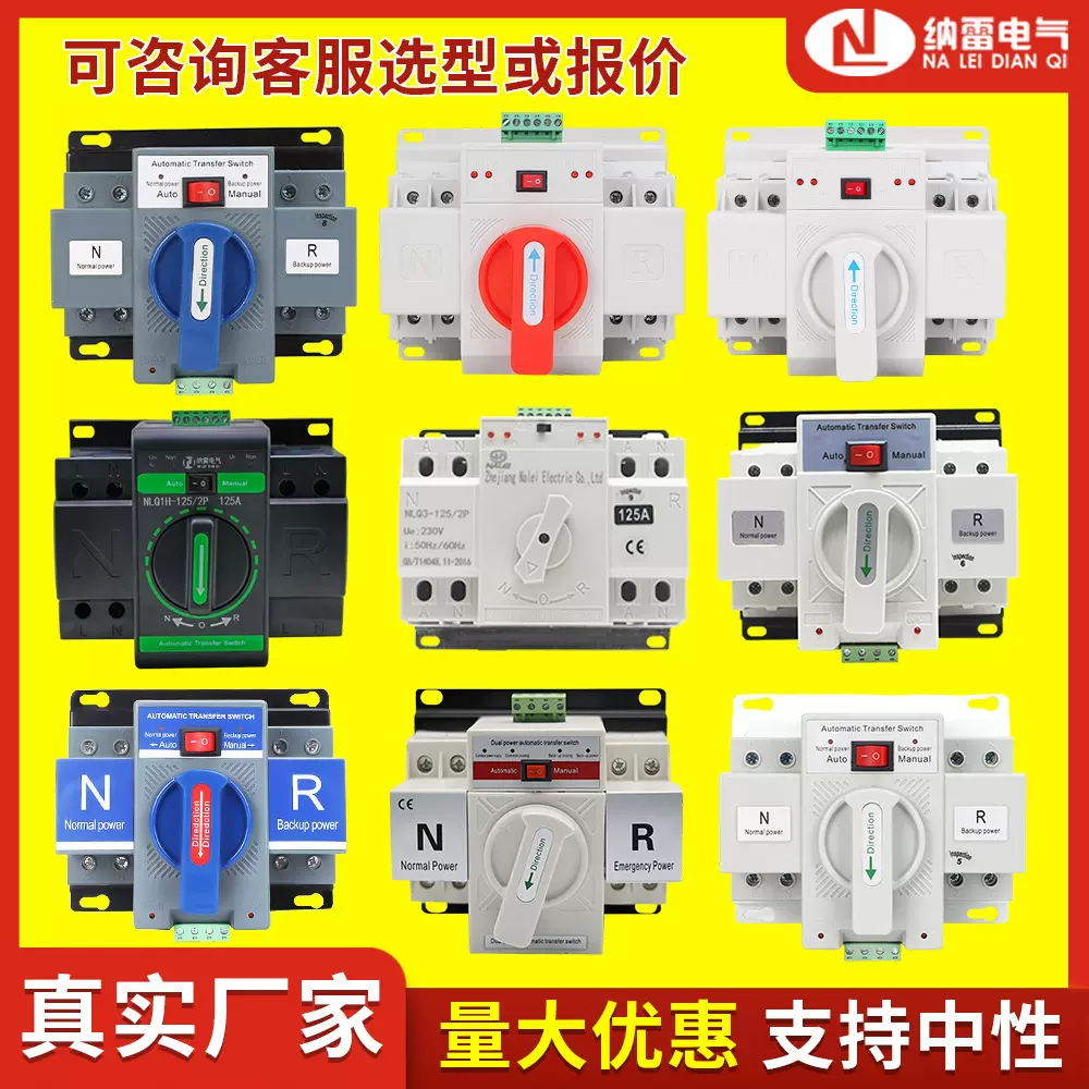 双电源自动转换开关CB级ce认证220V2P4P63A125切换柜箱迷你型ATSE