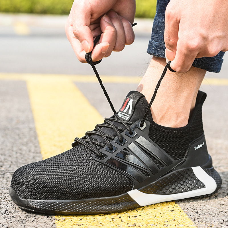 厂家直销四季透气劳保鞋轻便耐磨防砸防刺钢包头工作鞋安全鞋跨境