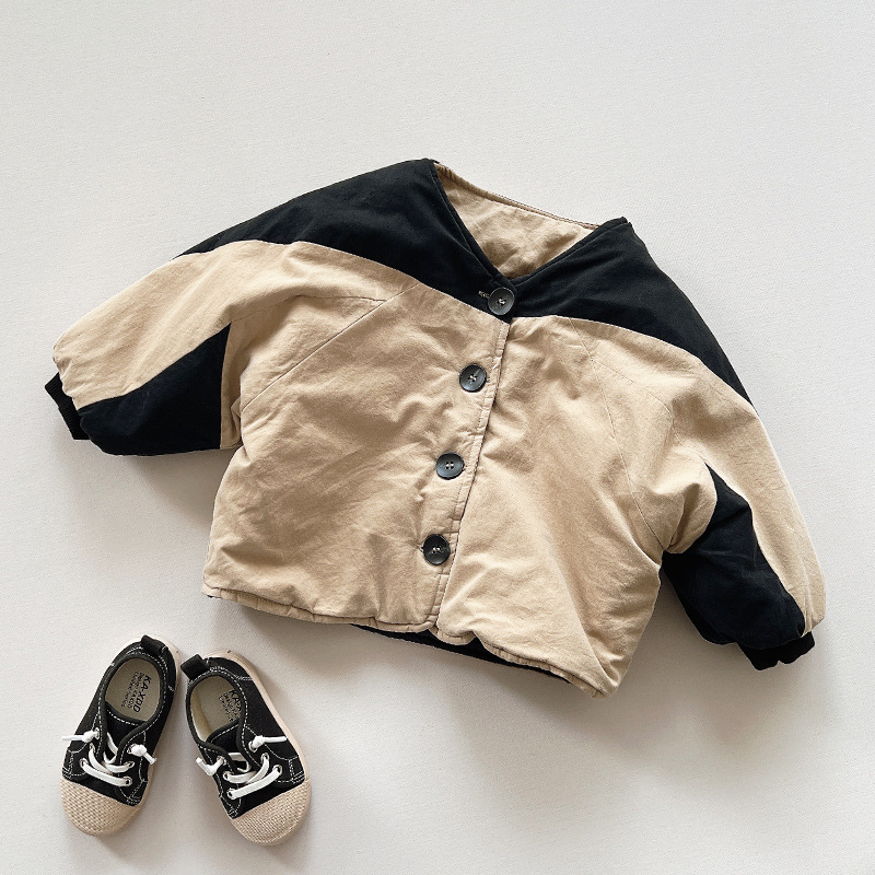 Knock fan ~ Abrigo acolchado de algodón para niños 024 invierno Nuevo estilo coreano Mori cardigan retro Abrigo acolchado de algodón para niños y niñas