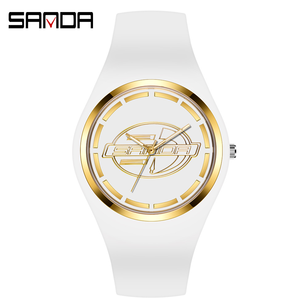 SANDA 6077 nueva correa de silicona movimiento cuarzo simple ocio deportes reloj regalo estudiante