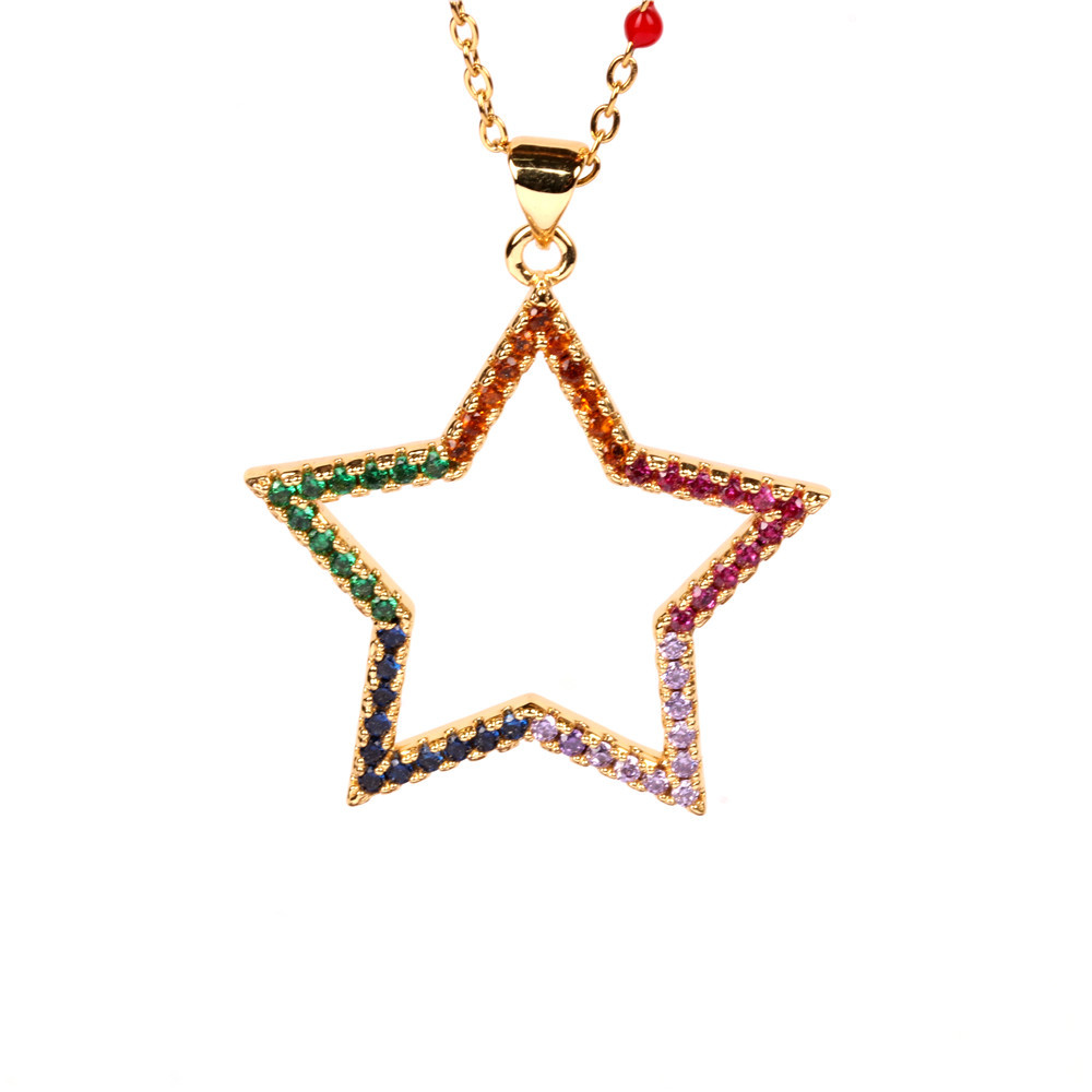 fashion microinlaid colorful zircon star heartshaped pendent necklacepicture11