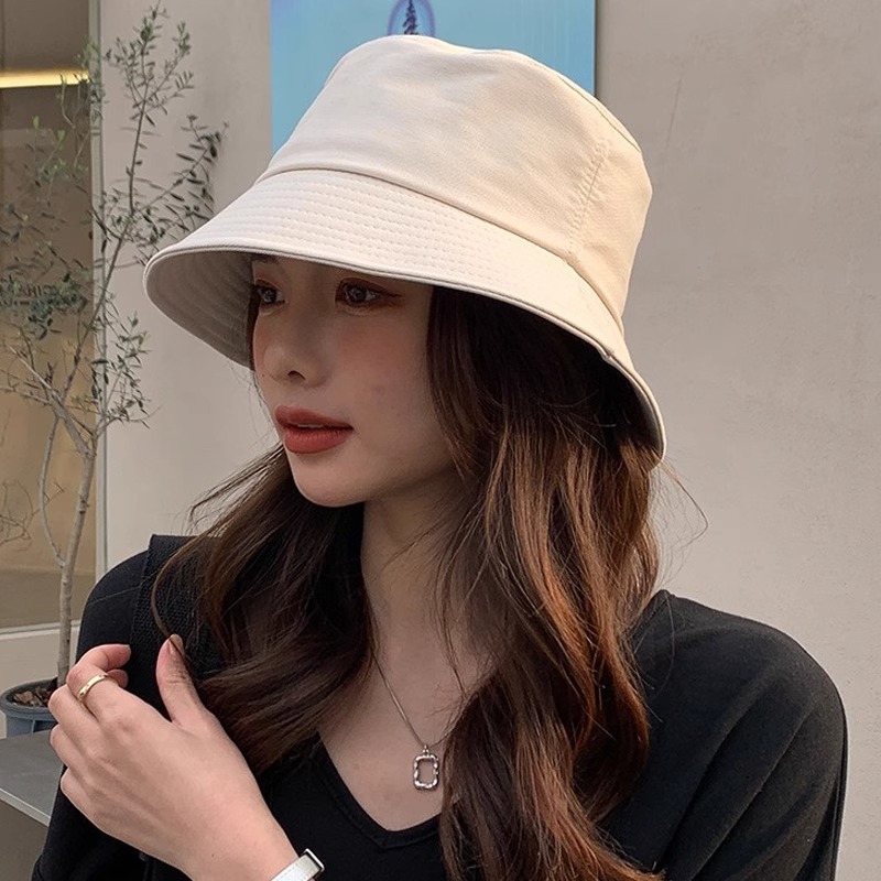 Sombrero de mujer moda casuales sombrero de pescador negro sombrero de protección solar amplio borde coreano simple sombrero de viaje al aire libre