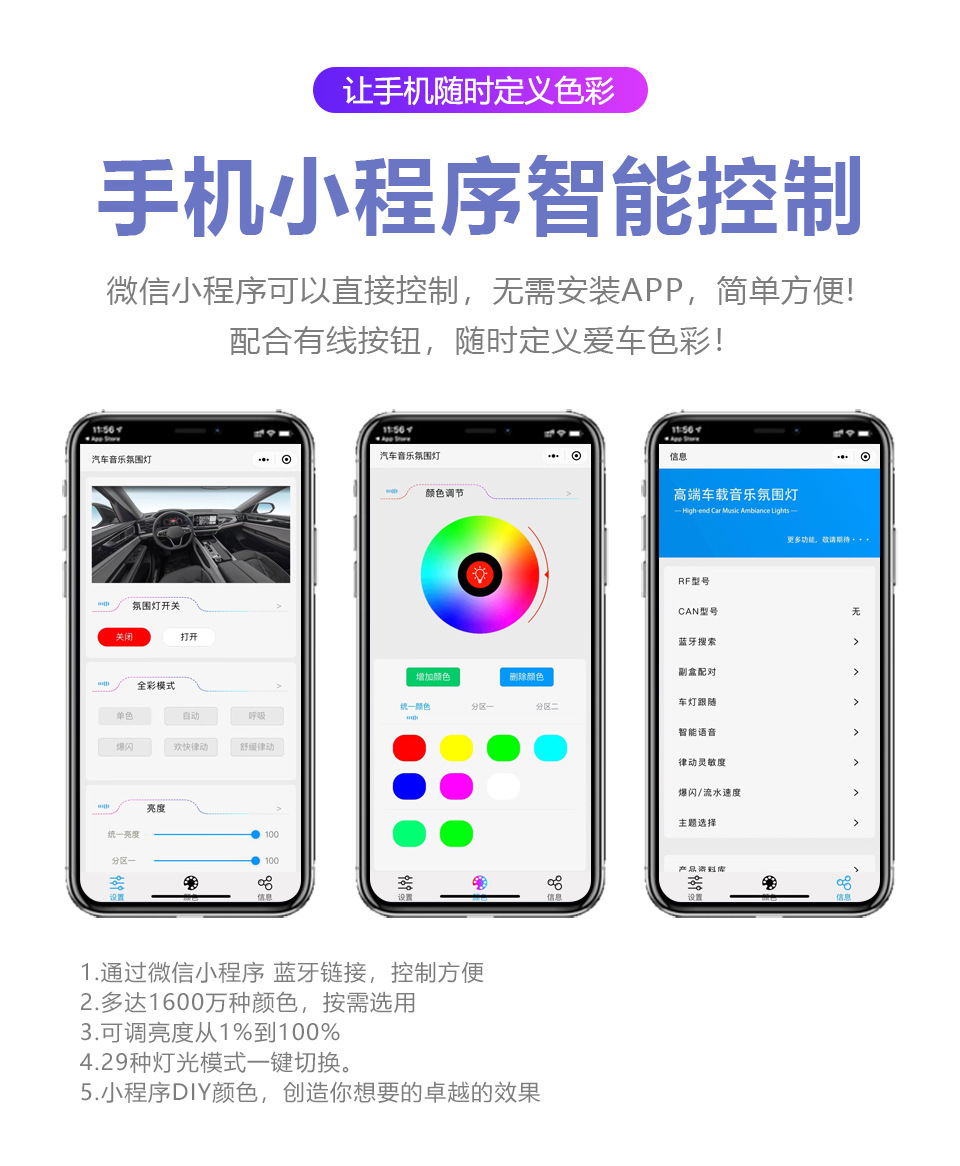 Car ambient lighting is suitable for the Geely Binrui COOL