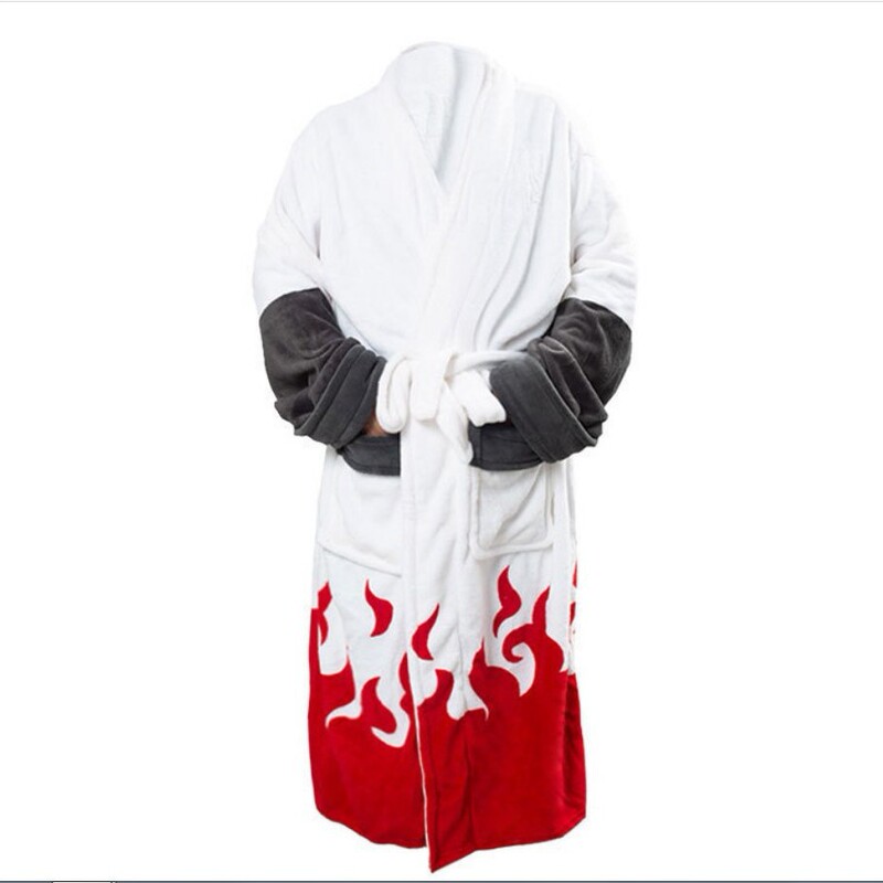 Autumn and Winter Men's and Women's Cartoon Anime Fourth and Seventh Generation Hokage Bathrobe Flannel Home Wear Pajamas Nightgown Autumn and Winter Men's and Women's Cartoon Anime Fourth and Seventh Generation Hokage Bathrobe Flannel Home Wear Pajamas Nightgown