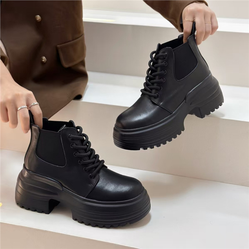 Guangzhou Martin dameslaarsjes van echt leer, herfst/winter 2025, nieuwe collectie met 7 cm dikke zool en middelhoge schacht._voghion.com