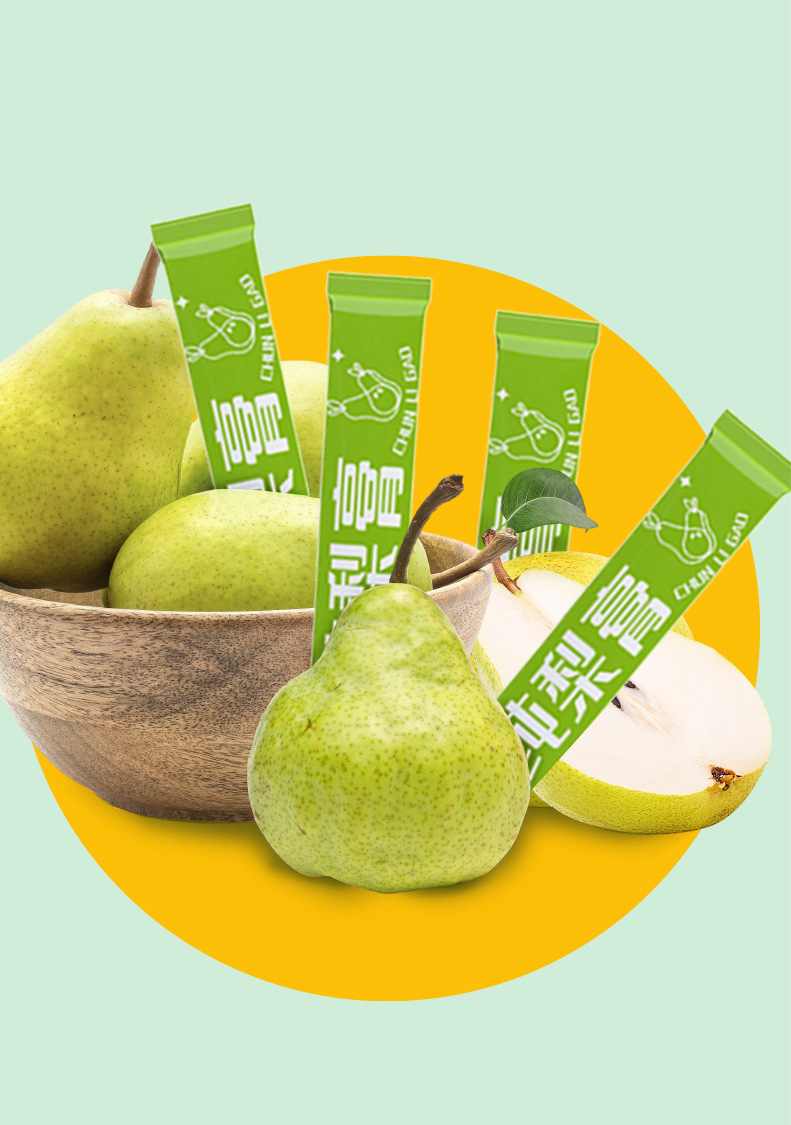 Pure Pear Paste Li Gao 100ml Box of 10 Stick Packs Ready to Eat Autumn Winter Daily Herbal Syrup in use
