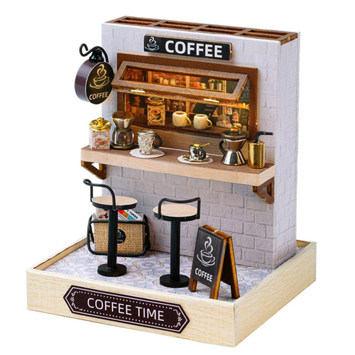 Zhixiu House DIY Mini House QT Series Happy Pavilion Miniature Landscape Cherry Blossom Café Coffee Time Delicious Candies