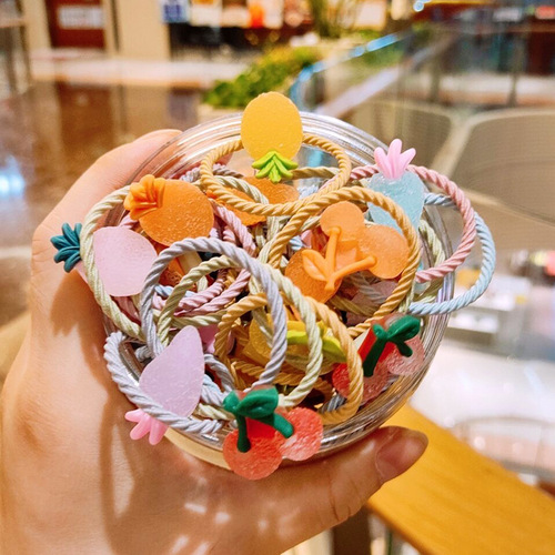 Children's cartoon small rubber band headband does not hurt hair ins cute girl's headband Korean fruit hairband baby