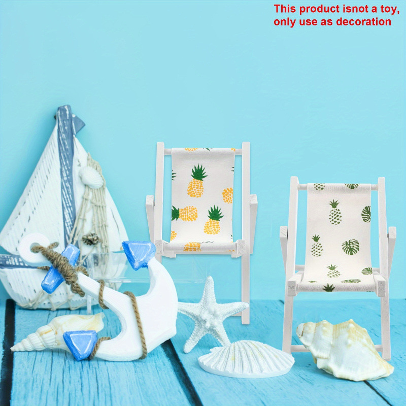 Decoraciones de escritorio de madera mini plegable silla de playa de verano accesorios para el hogar regalos para la decoración de la habitación de los niños