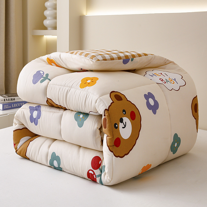 Autumn and Winter Cartoon Print Quilt Core, Skin-Friendly, Warm, Comfortable, Breathable, Bedding, Brushed Quilt Core