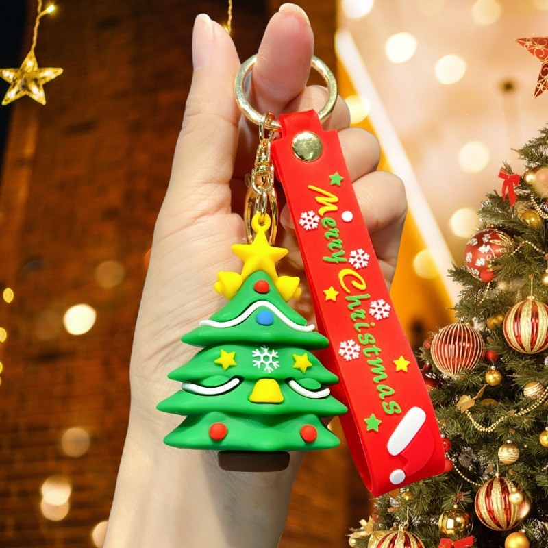 クリエイティブクリスマスキーホルダーかわいいサンタクロースストラップ自動車かばんキーホルダーカップルクリスマスプレゼント|undefined