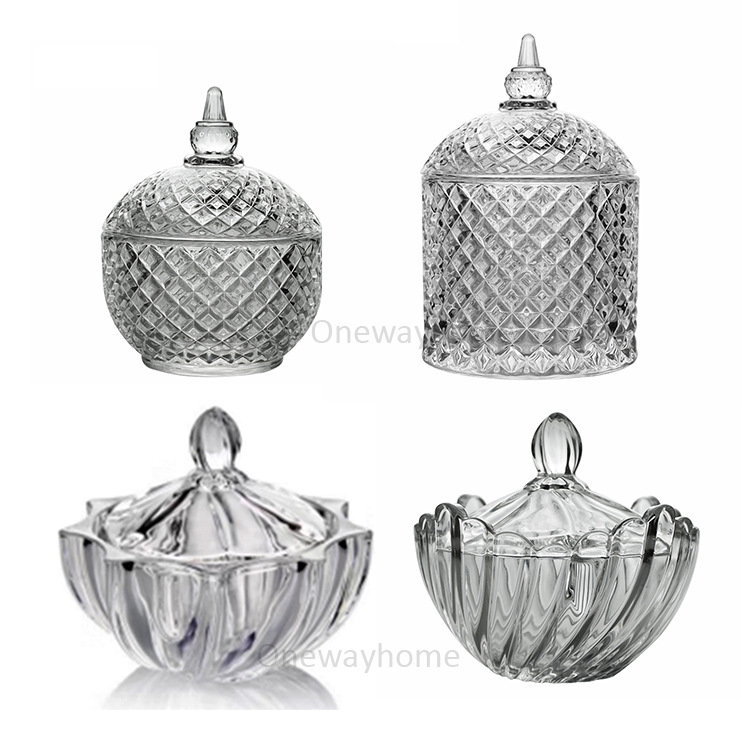 European -style light luxury candy cup with high white glass candy…