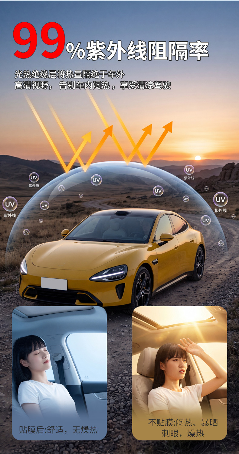 Cross-border exclusive car insulation glass film, one-way high privacy H series private car window film, 3mil solar film
