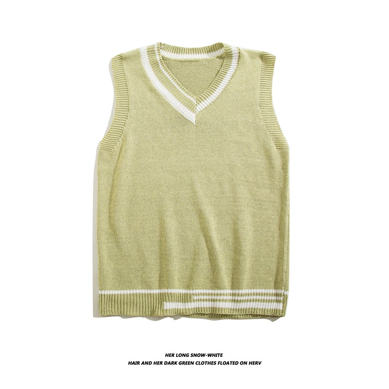 Brand vest for men and women, autumn knitted trend sweater for beloved, Korean style, V-neckline