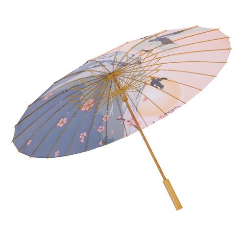 Retro imitation oil-paper parasol for women, ultra-light, rain-proof and rust-proof bamboo sun umbrella, 24-bone long handle, rain or shine umbrella