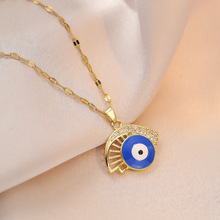 项链女 跨境天使之眼气质微镶钻项链风ins网红钛钢锁骨链配饰项链