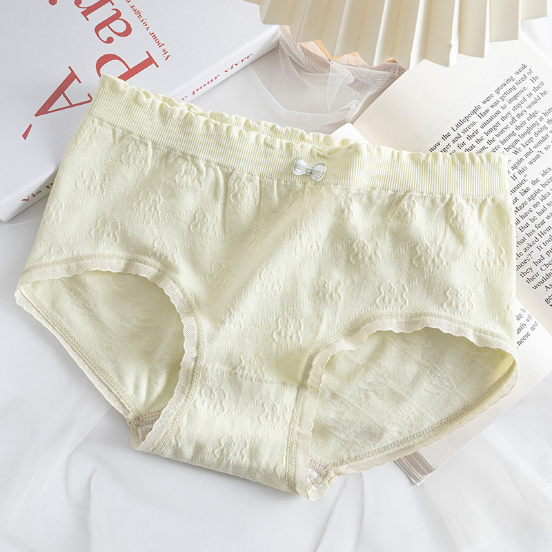 Ropa interior de mujer Algodón puro entrepierna antibacteriana transpirable cintura media más tamaño triángulo ropa interior corta verano delgada ropa interior de niña sin costuras