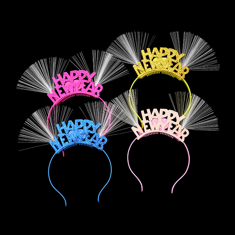 Happy New Year luminescence Head hoop Christmas festival Fiber optic Hair hoop party Supplies Hairdressing luminescence Toys Foreign trade Selling