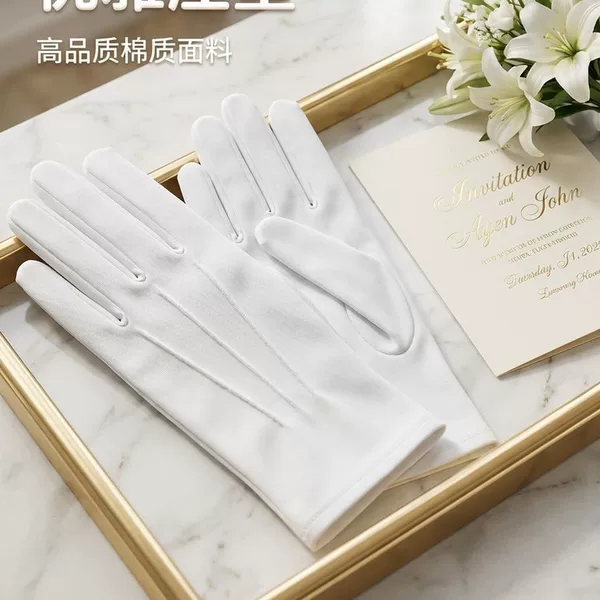 New Cross-Border Adult Gloves, White Three-Layer Gloves, Thin Ceremonial Gloves, Driving Sun Protection Gloves, White Elastic Gloves