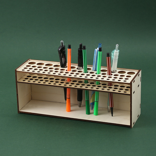 Cross-border Brush Rack 67 pieces, horizontal wooden brush holder, desk student stationery storage, brush display stand, detachable