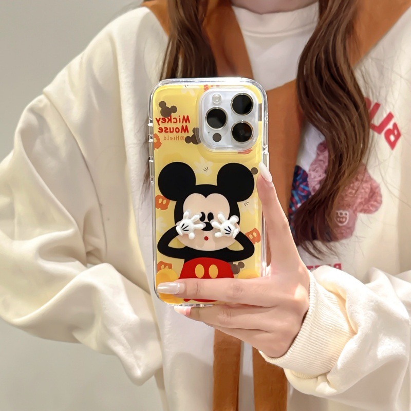 Divertido y lindo cubriéndose la cara Mickey para iphone15 funda para teléfono móvil 16ProMax Apple 14 tridimensional 13 dibujos animados 16