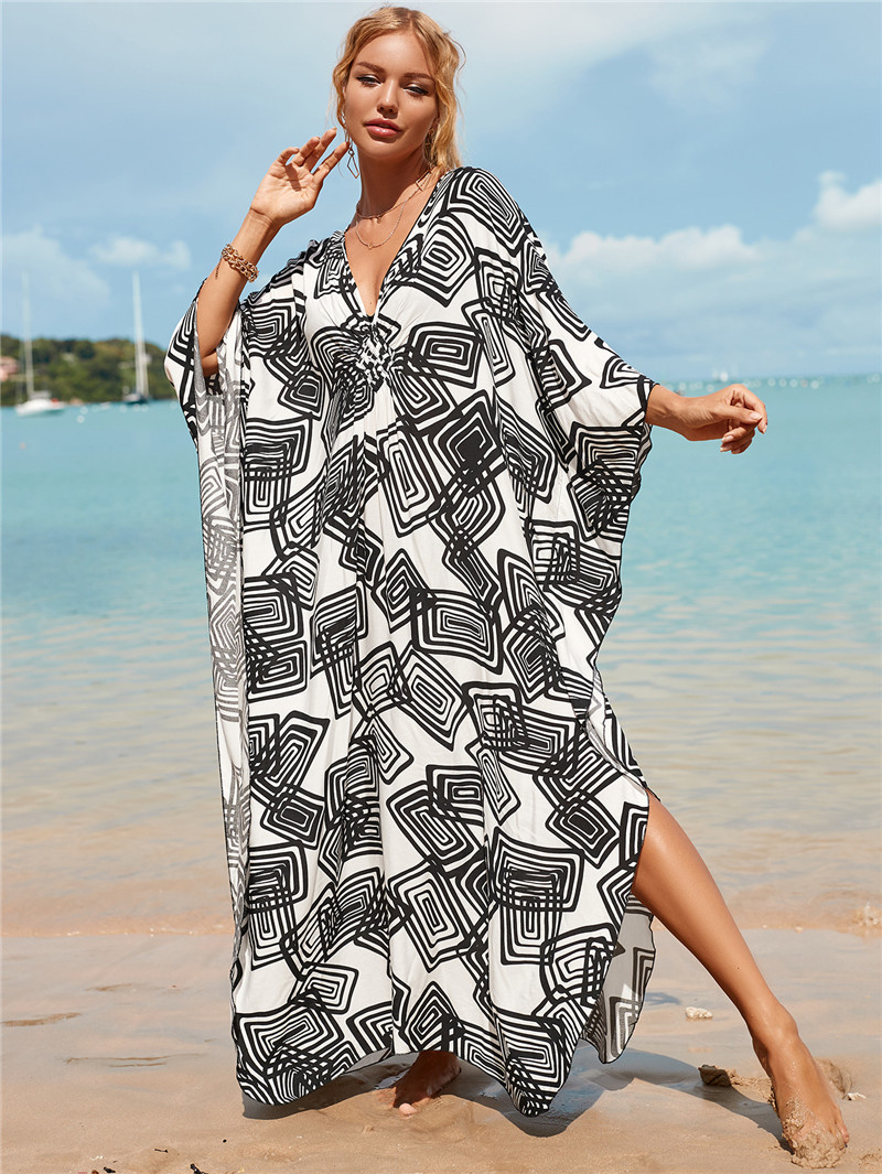 224g Weight Sunscreen Shirt Outerwear Type 3/4 Length Sleeve Sleeve Length Polyester Fabric Type Long Top Length V Neck Neckline Printing, Leopard Pattern Spring&Summer Season Women's Gender Vacation, Beach Style Women's Printing Leopard Vacation Beach Cover Ups 94