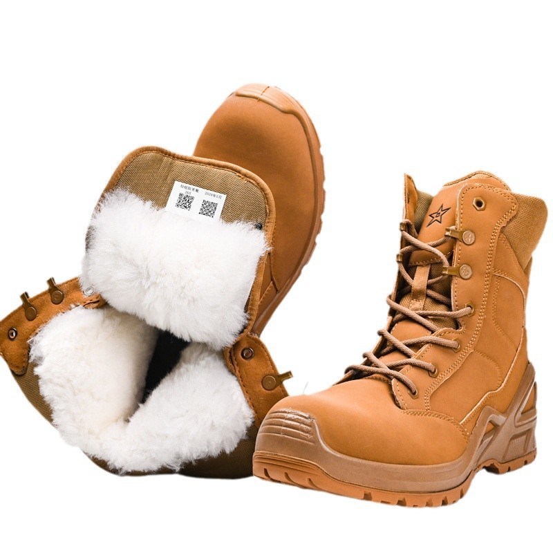 Nuevas botas de invierno ligeras a prueba de frío, botas de invierno auténticas de lana gruesa, botas de entrenamiento de cuero al aire libre impermeables