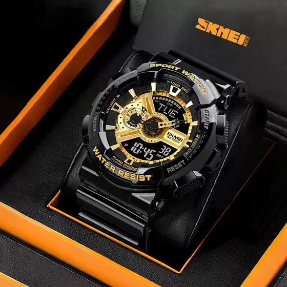 Time Beauty Watch Classic Black Gold Sports Fashion Dual Display Student Electronic Watch Women's Waterproof Student Party Watch