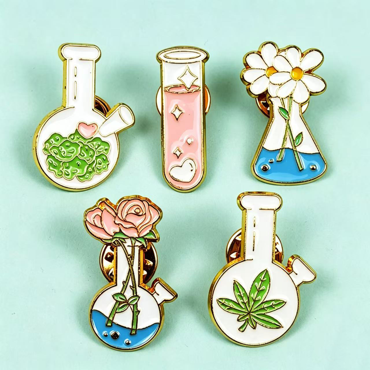 Broche creativo de la serie Beaker, broche de aleación versátil y personalizado con diseño de caricatura, florero, decoración para mochila y accesorio de hebilla para mochila