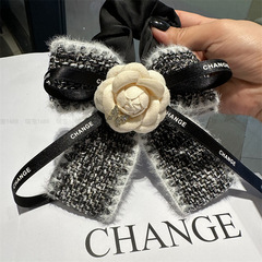 2023年新款小香風山茶花發圈蝴蝶結大腸圈百搭發繩女布藝頭繩髮飾