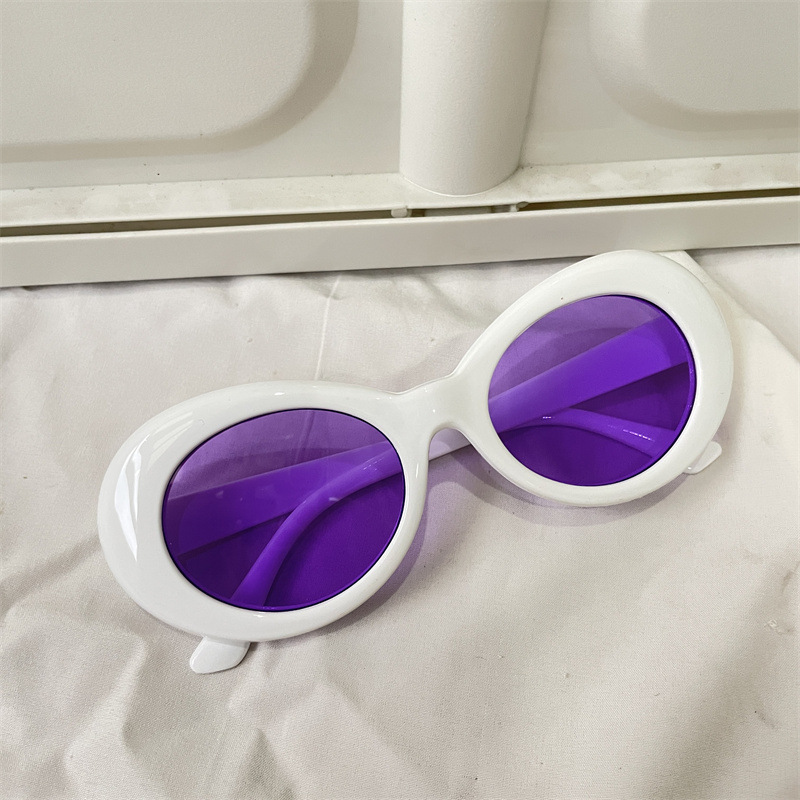 レトロな円枠サングラス紫色のドーパミンギャルメガネ男紫外線防止近視サングラス女性の丸い顔