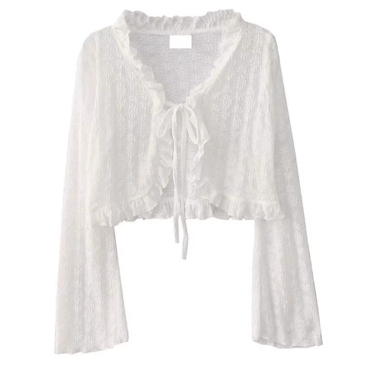 French Sweet Thin Cardigan Sunscreen Shirt Women's 2025 New Lace Air-conditioning Shirt Summer Loose Shawl Coat Blouse