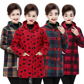 妈妈罩衣秋冬中老年加绒护衣厨房成人加厚工作服围裙外套衣服带帽