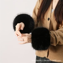 仿狐狸毛袖套秋冬保暖防风护腕纯色日韩风皮草袖口装饰护手腕套袖
