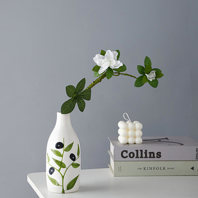 Luz nórdica de lujo ins estilo horneado flor simple florero de alto sentido hogar sala de estar decoración florero de cerámica al por mayor