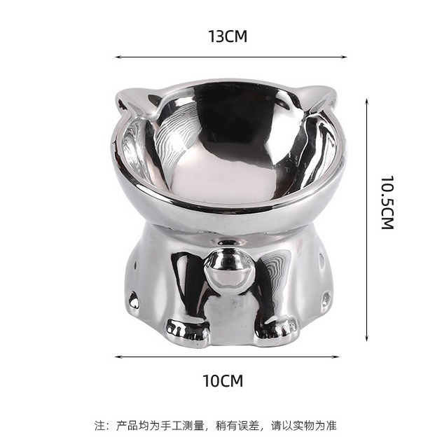 Ceramic pet cat bowl food basin water bowl cat anti -fighting cat food drinking water rice bowl high -footed neck oblique cat food 5