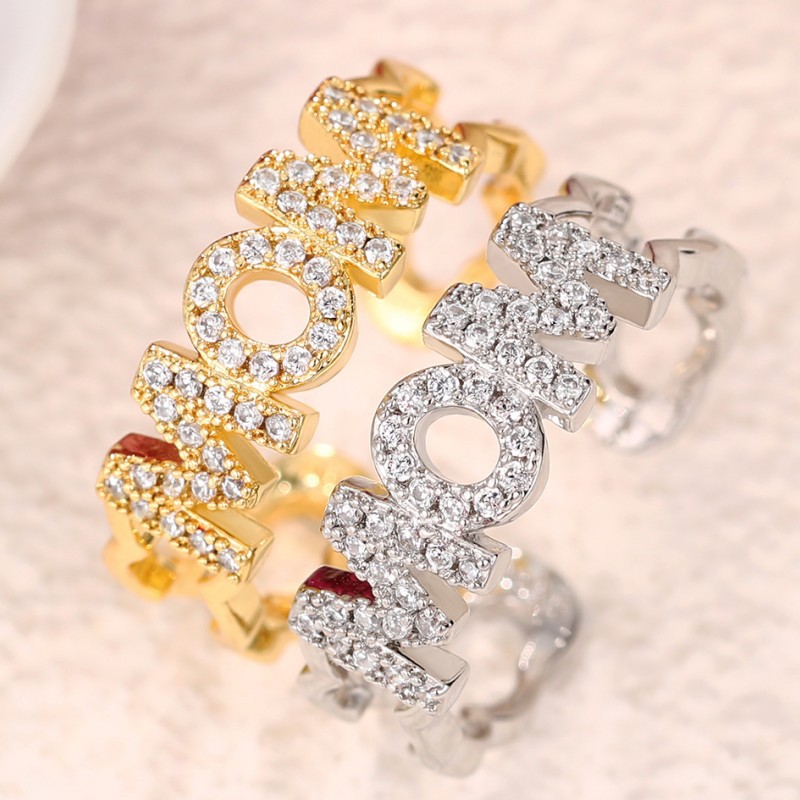 6g Weight Zircon Inlay Material Open Rings Classification Adjustable Ring Size 1 Piece Quantity Daily, Street Occasion Copper Material Letter, Heart Shape Pattern Women's Gender Inlay Design Shiny Style Shiny Letter Heart Shape Copper Inlay Zircon Open Rings 5