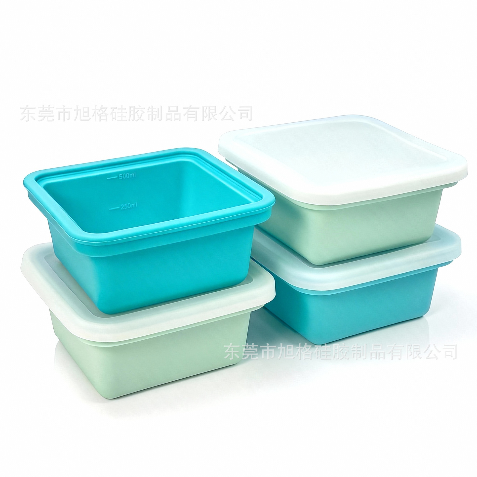 Cross-border silicone square soup box freezer box single hole portable box with lid kitchen household juice freezing crisper 5