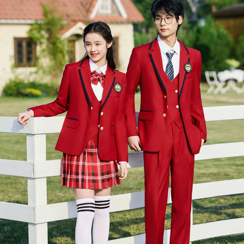 Мужской и женский синий пиджак с длинными рукавами, выпускная форма школьника в консервативном стиле, классная форма, костюм школьной формы