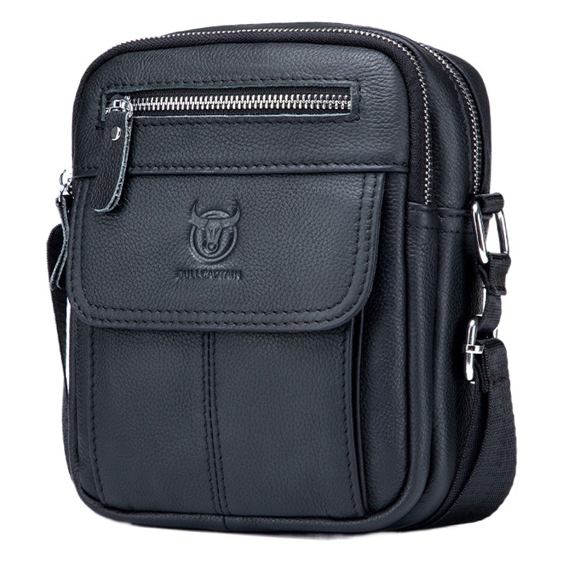 Capitán NIU hombres de cuero hombro crossbody primera capa piel vaca negocio casual estilo coreano vertical estudiante mini bolso cajero