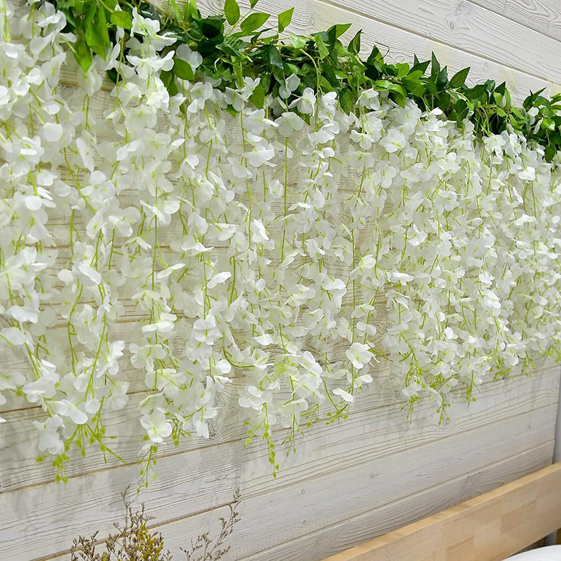Simulación de flores falsas de wisteria varilla decoración de flores enrolladas techo de plástico de flores de vid cadena de plantas de aire acondicionado tubería de protección