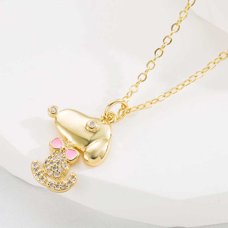 Fashion Dog Copper Zircon Pendant Necklace 1 Piece