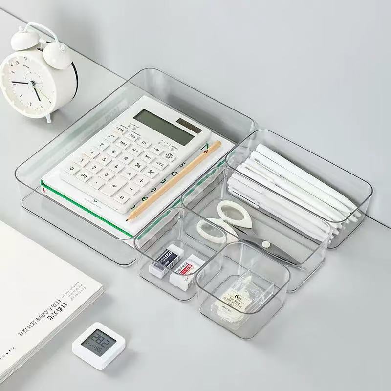 Drawer Compartment Storage Box for Office Desk, Built-In Stationery Pen Holder, Rectangular Plastic Desk Organizer Small Storage Box Drawer Compartment Storage Box for Office Desk, Built-In Stationery Pen Holder, Rectangular Plastic Desk Organizer Small Storage Box
