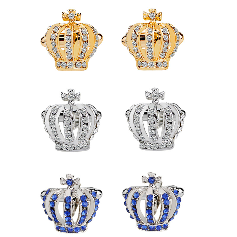 AliExpress Amazon New Crown Diamond Crystal cufflinks Fashion French Men's and Women's Shirts cufflinks
