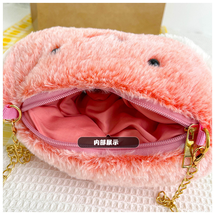Children's fruit coin purse, plush toy, cute watermelon chain crossbody bag, hand-held pillow, girl cartoon single-shoulder bag undefined